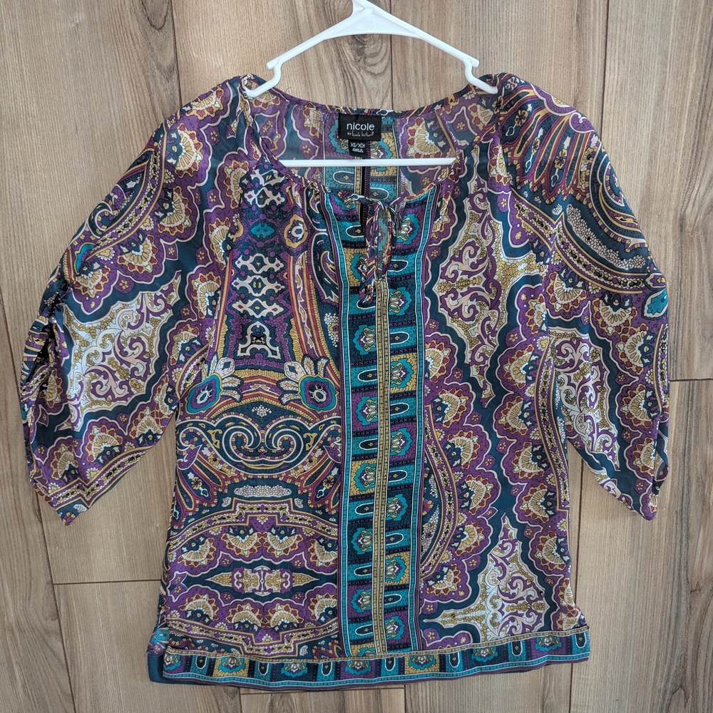 Nicole Miller Paisley Print Women's Top - Multicolor